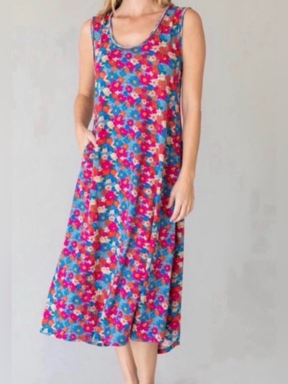 Natural Life The Hangout Dress Ditsy Floral BoHo Midi Dress Large